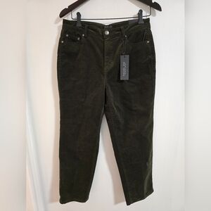 Rachel Zoe Dark Green Khaki Corduroy Trousers Pants Jeans Ankle Size 8